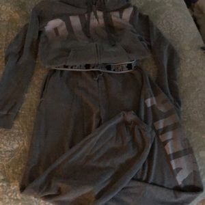 PINK 2 Piece Zip up hooded sweatsuit